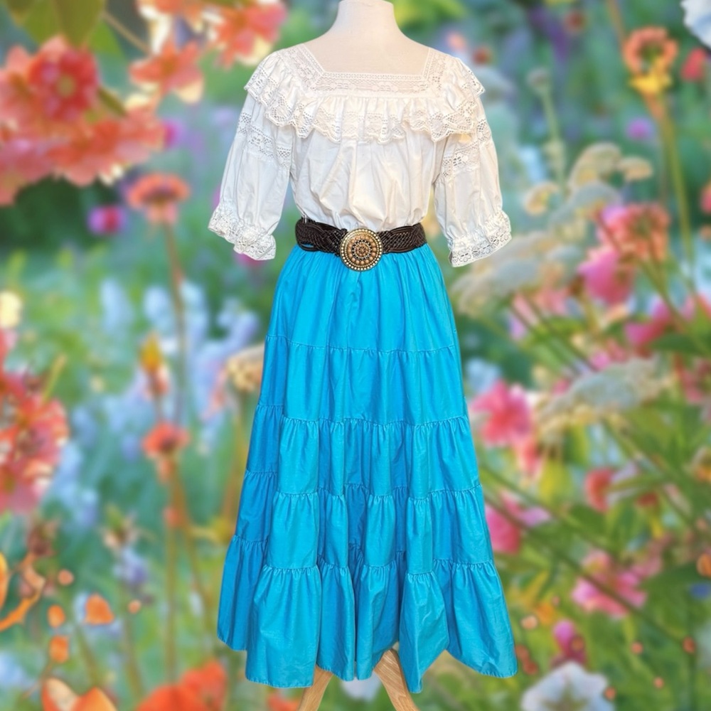 Vintage Ruffle Skirt Malco Modes Square Dancing Western Cottagecore L Large